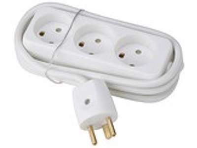 3-Stikdåse Hvid M/J 5 Meter