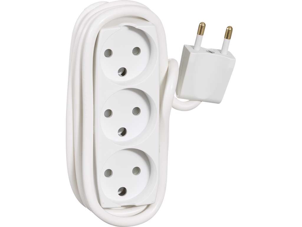 3 stik dåse med jord hvid 1M Halogen fri ledning