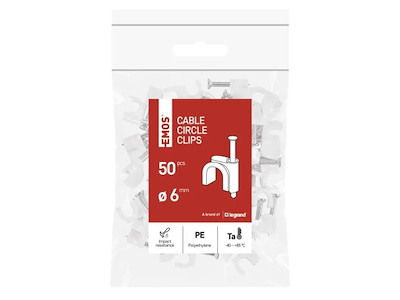 EMOS Kabelclips 6 mm | Hvid | 50-Pak