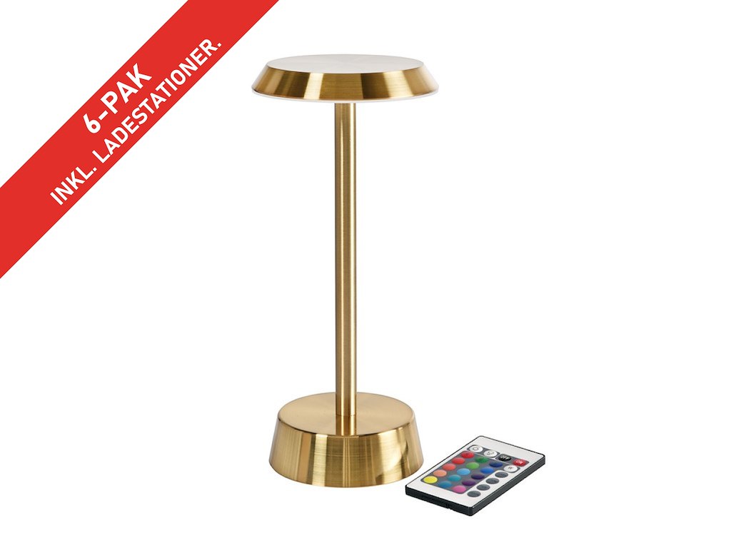 DUNI Nour LED Bordlampe Messing 2700K | 6-Pak inkl. Ladestationer