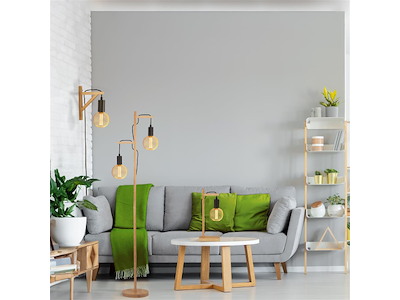 Searchlight Bordlampe Woody Træ & Sort