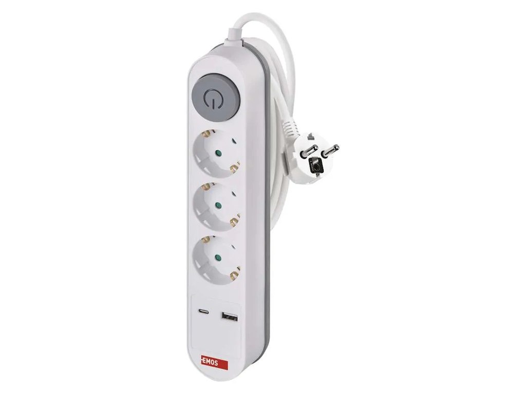 3-Stikdåse 2 meter ledning M/USB
