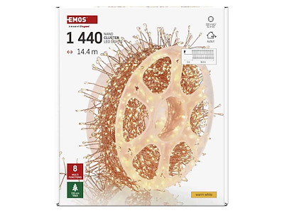 EMOS LED Nano Lyskæde 14,4m 1440 LED Varm Hvid med Timer IP44