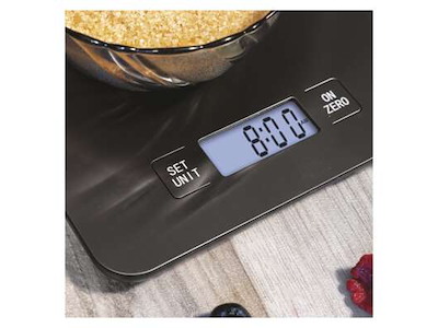 EMOS Digital Køkkenvægt EV023 – Rustfri Overflade, max 15 kg, Grå