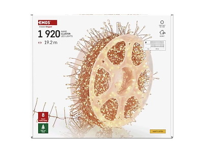 EMOS LED Nano Lyskæde 19,2m 1920 LED Varm Hvid med Timer IP44