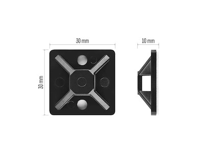 EMOS Selvklæbende Kabelholder 30×30 mm | Sort | 25-Pak