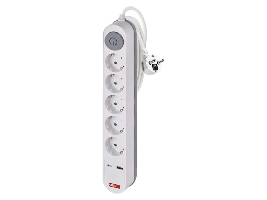 EMOS 5-Stikdåse 3 meter ledning m/USB