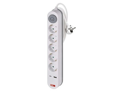 EMOS 5-Stikdåse 3 meter ledning m/USB
