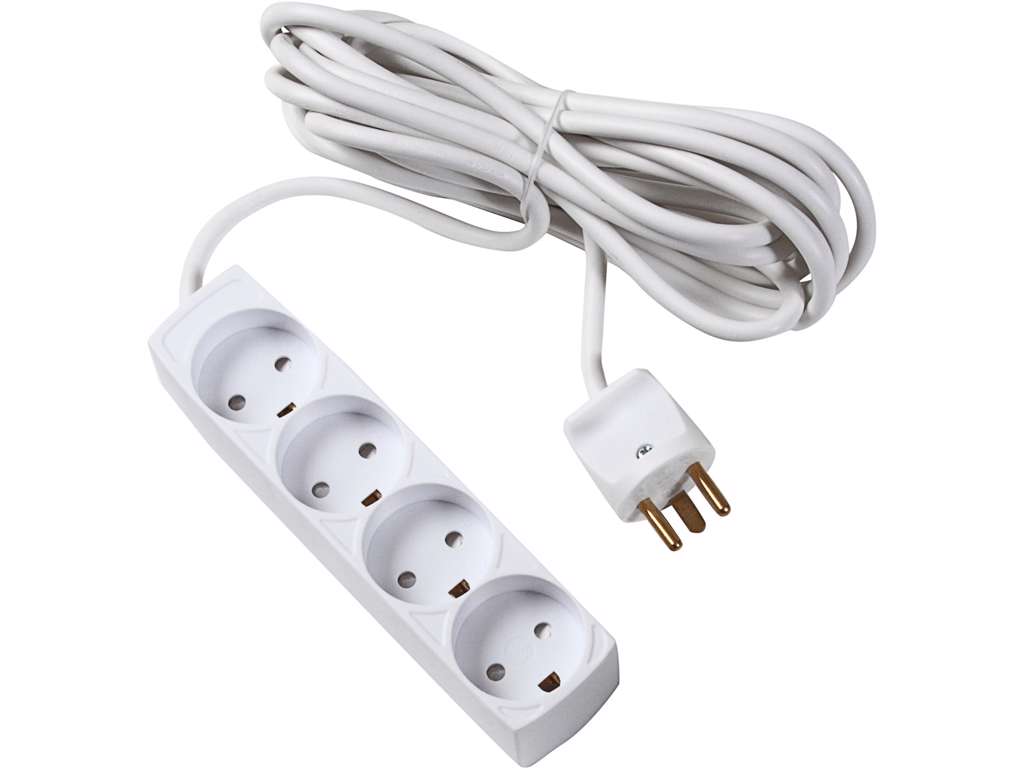 4-Stikdåse Hvid M/J 4 Meter