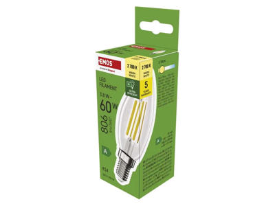 EMOS LED Kerte 3,8W (60W) Klar 2700K E14