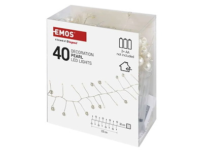 EMOS LED Dekorationskæde Pearls 40 dioder 1,2M m/timer