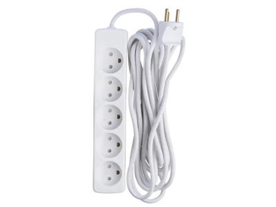 5-Stikdåse Hvid M/J 2 Meter Halogenfri kabel