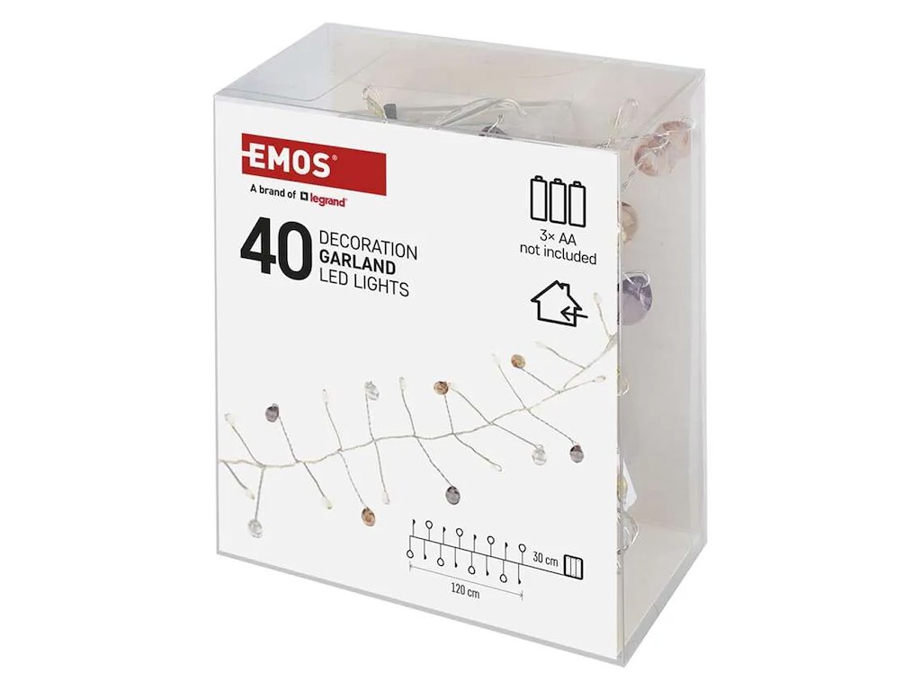 EMOS LED Dekorationskæde Pebbles 40 dioder 1,2M m/timer