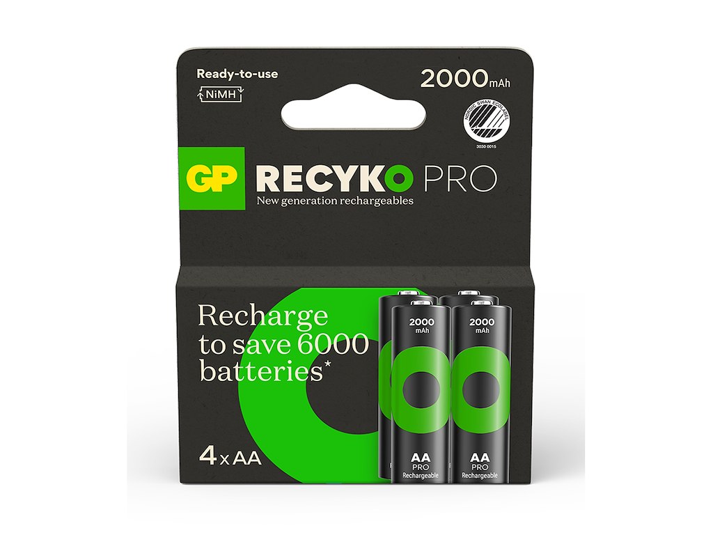 GP ReCyko PRO AA Batteri | Svanemærket | 4-pak