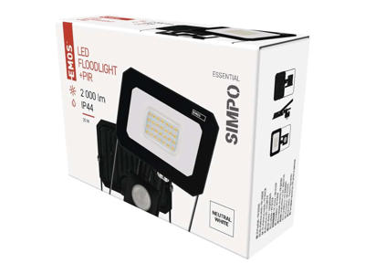 LED Projektør 20W 4000K IP44 m/Sensor