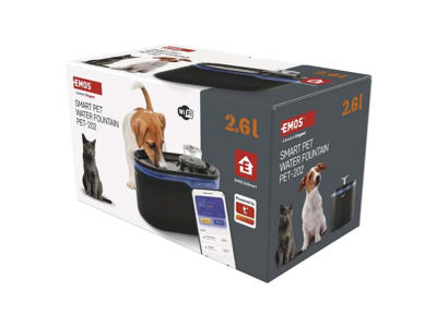 EMOS Pet Care | Drikkefontæne | 2,6 liter m. vandfilter| Wi-Fi 