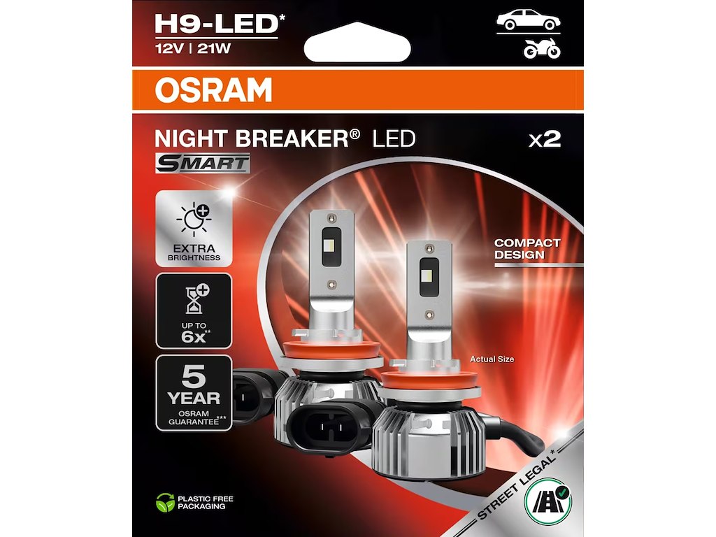 H9 OSRAM Night Breaker LED Smart 21W 12V | 2-Pak