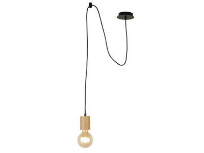 Searchlight Pendel Spinny Træ & Mat Sort