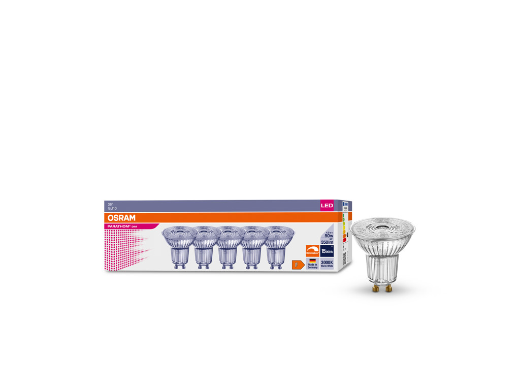 LED PAR 16 4.5W (50W) 3000K GU10 5-PAK | Dæmpbar