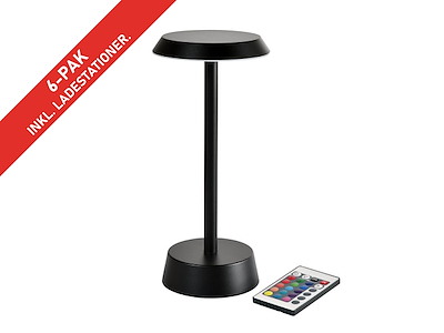 DUNI Nour LED Bordlampe Sort 2700K | 6-Pak inkl. Ladestationer