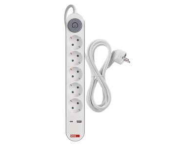 EMOS 5-Stikdåse 3 meter ledning m/USB