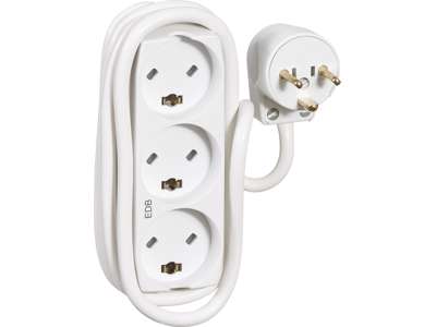 3-Stikdåse EDB Hvid 3 Meter