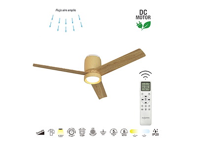 Mantra Ceramica Loftventilator med LED-Lys Beige/Træ