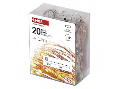 EMOS LED Nano Lyskæde 1,9m Varm Hvid med Timer