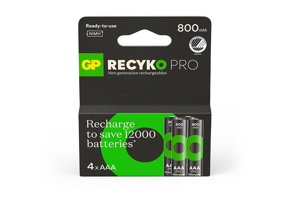 GP ReCyko PRO AAA Batteri | Svanemærket | 4-pak