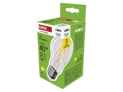 EMOS LED Filament Pære 3,4W (40W) 4000K E27