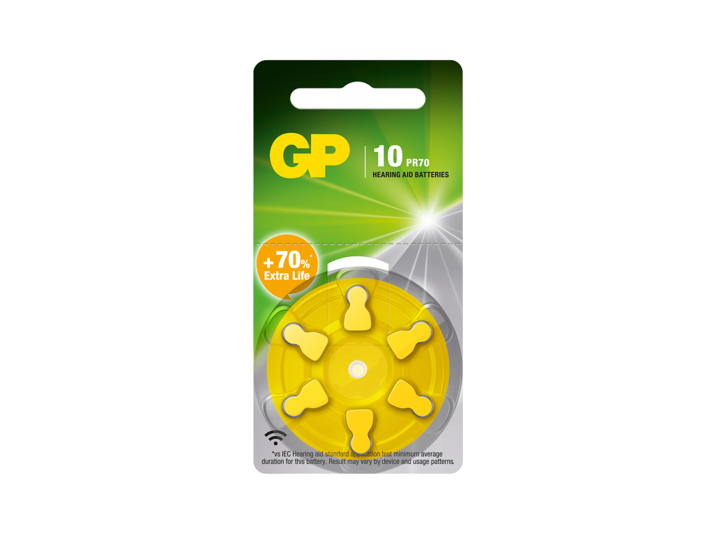 GP Høreapparatbatteri ZA10/PR70 | 6-Pak