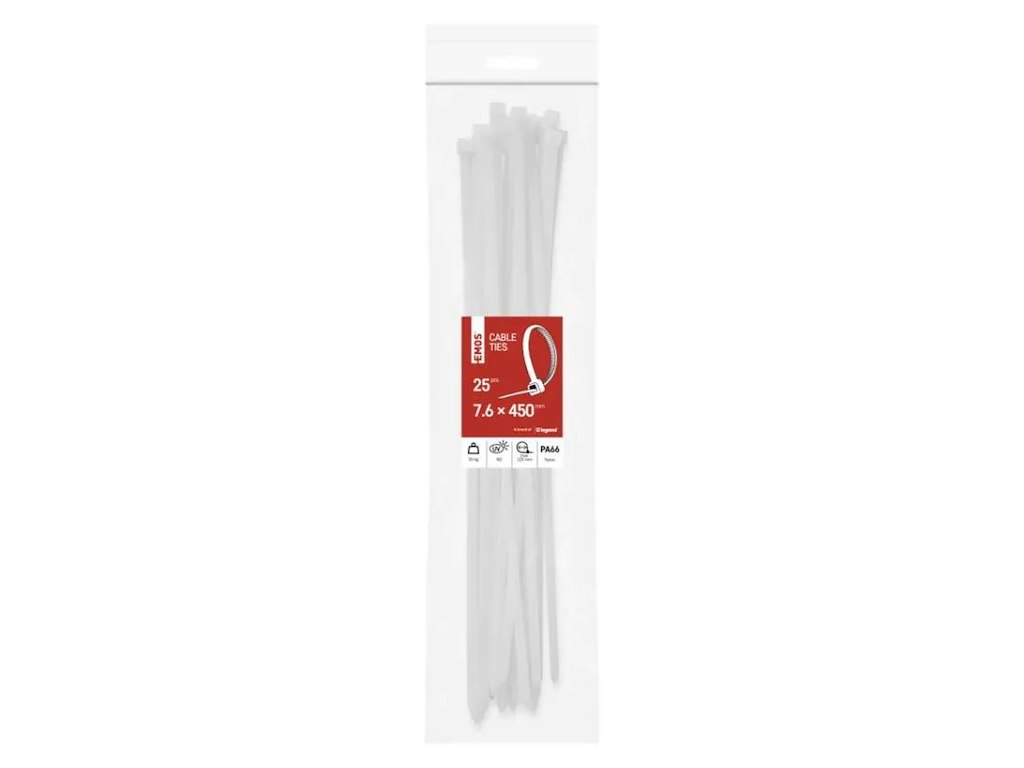 EMOS Kabelstrips 450×7,6 mm | Hvid | 25-Pak