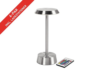 DUNI Nour LED Bordlampe Sølv 2700K | 6-Pak inkl. Ladestationer