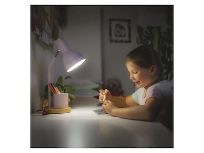 EMOS POPPY – Rosa bordlampe i metal og træ med E27-fatning