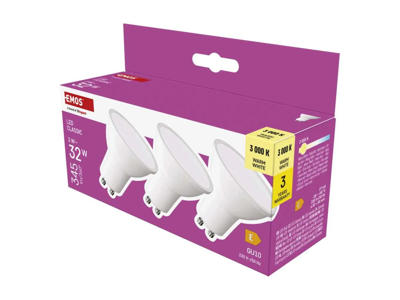 EMOS LED MR16 3W (32W) 3000K GU10 | 3-PAK