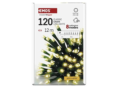 EMOS LED lyskæde 120 dioder 12M m/Timer