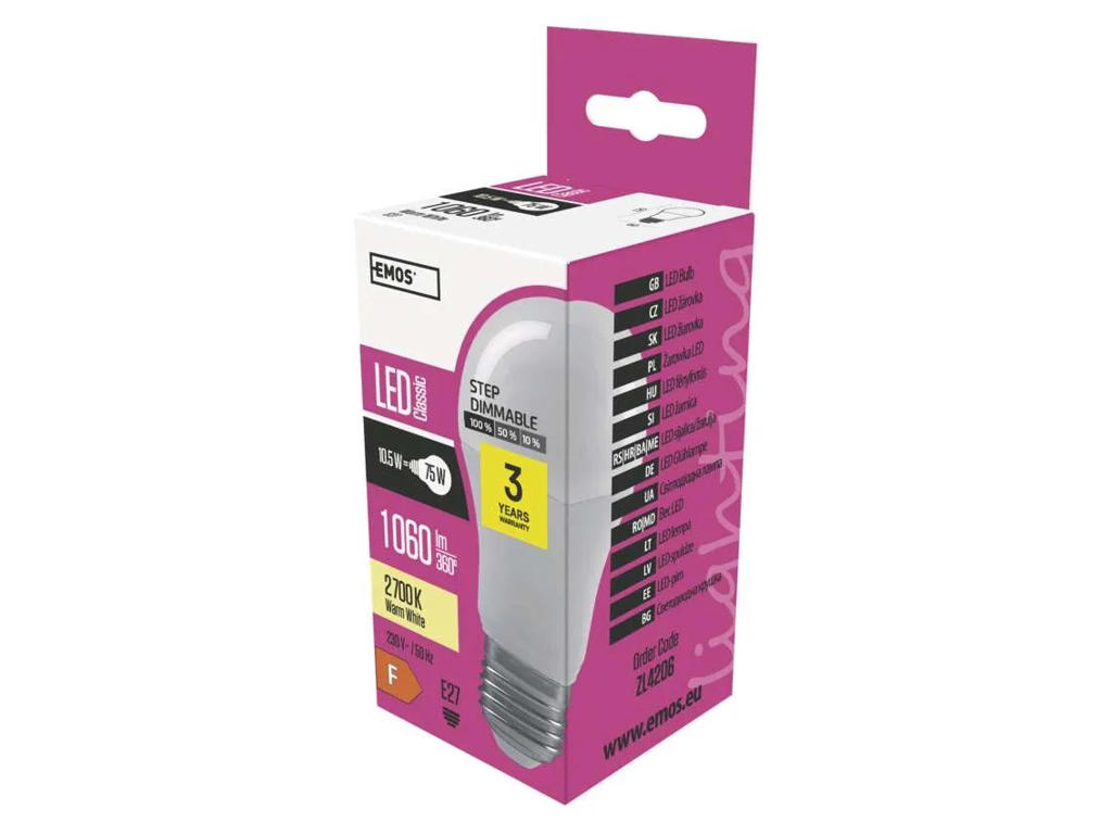 EMOS LED Pære 10,5W (75W) 2700K E27