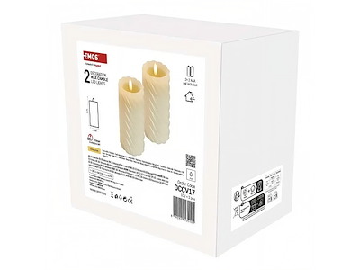 EMOS LED Vokslys 17 cm Varm Hvid med Timer | 2-Pak