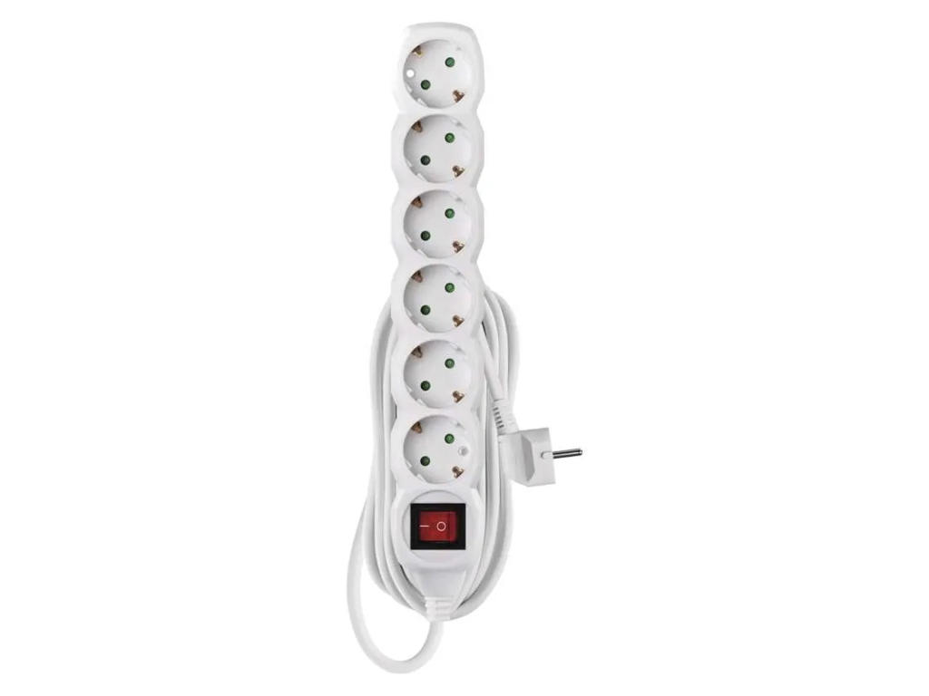 6-Stikdåse SCHUKO Hvid 5,0 Meter