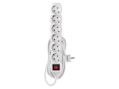 6-Stikdåse SCHUKO Hvid 5,0 Meter