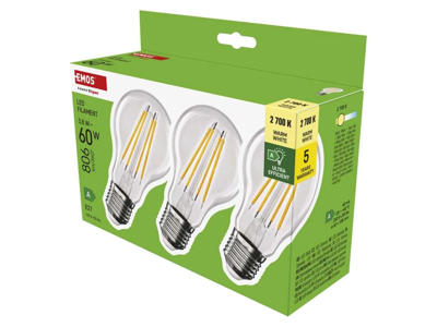 EMOS LED Pærer 3,8W (60W) 2700K E27 3-PAK
