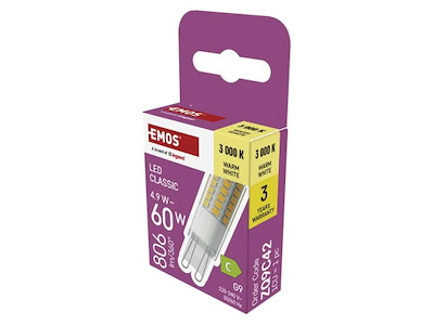 EMOS LED Pin 4,9W (60W) 3000K G9