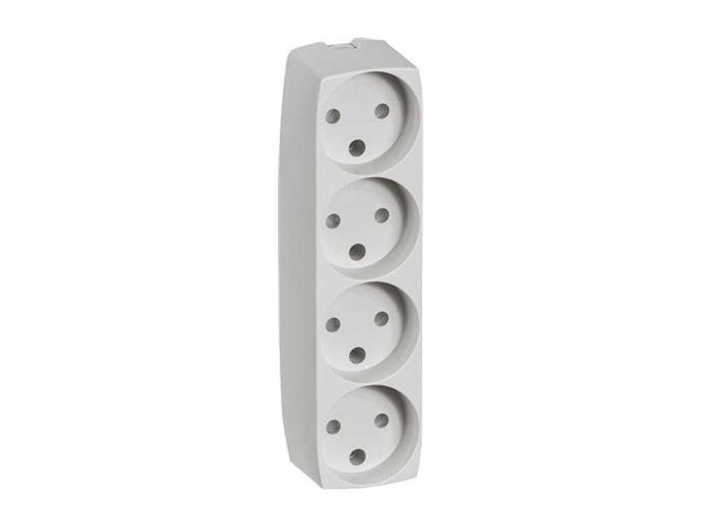 Stikdåse uden ledning – 4 udtag uden jord – Lysegrå