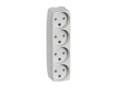 Stikdåse uden ledning – 4 udtag uden jord – Lysegrå