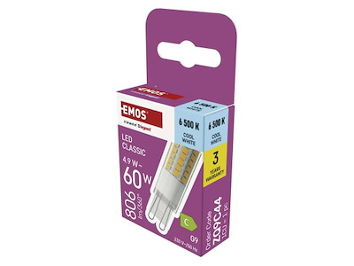 EMOS LED Pin 4,9W (60W) 6500K G9