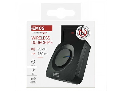 EMOS P5729B Trådløs Dørklokke med Batterifri Knap 180 m