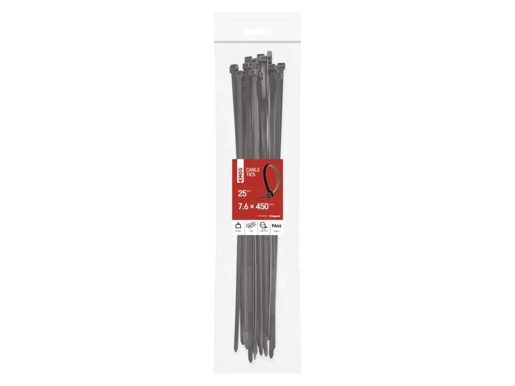 EMOS Kabelstrips 450×7,6 mm | Sort | 25-Pak