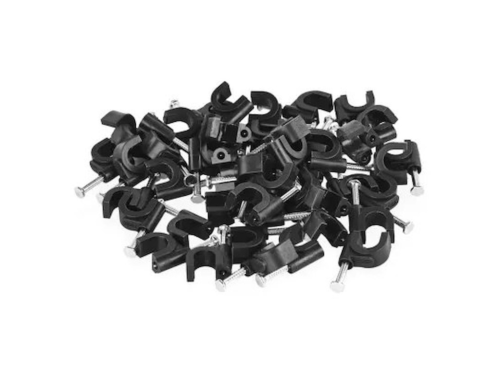 EMOS Kabelclips 8mm Sort Rund 50 stk.