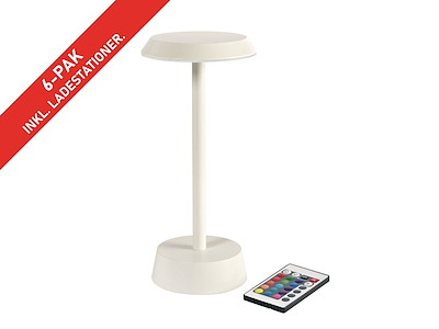 DUNI Nour LED Bordlampe Sand 2700K | 6-Pak inkl. Ladestationer