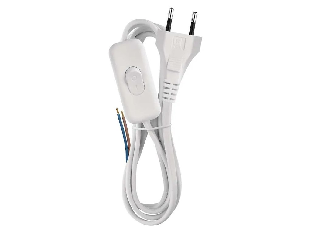 EMOS Lampeledning m. afbryder – 3 meter – Hvid
